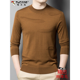 Woodpecker primavera novo estilo fino girando 100% puro camisola masculina em torno do pescoço pulôver superior máquina 