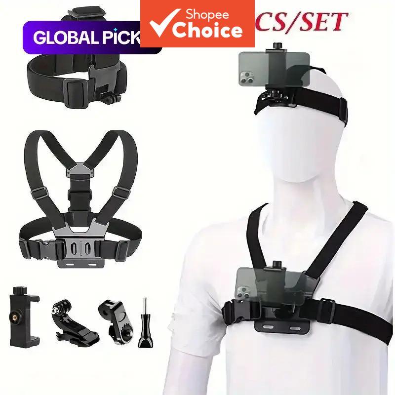 Conjunto de Alça para Câmera de Ação com Clipe de Telefone, Kit de Montagem para GoPro, Smartphones e Osmo Action,