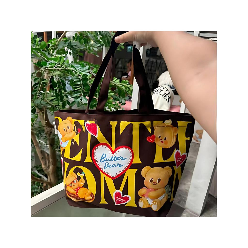 Nlen novo estilo bolsa de lona manteiga conjunta sacola bonito dos desenhos animados grande capacidade bolsa primavera 2