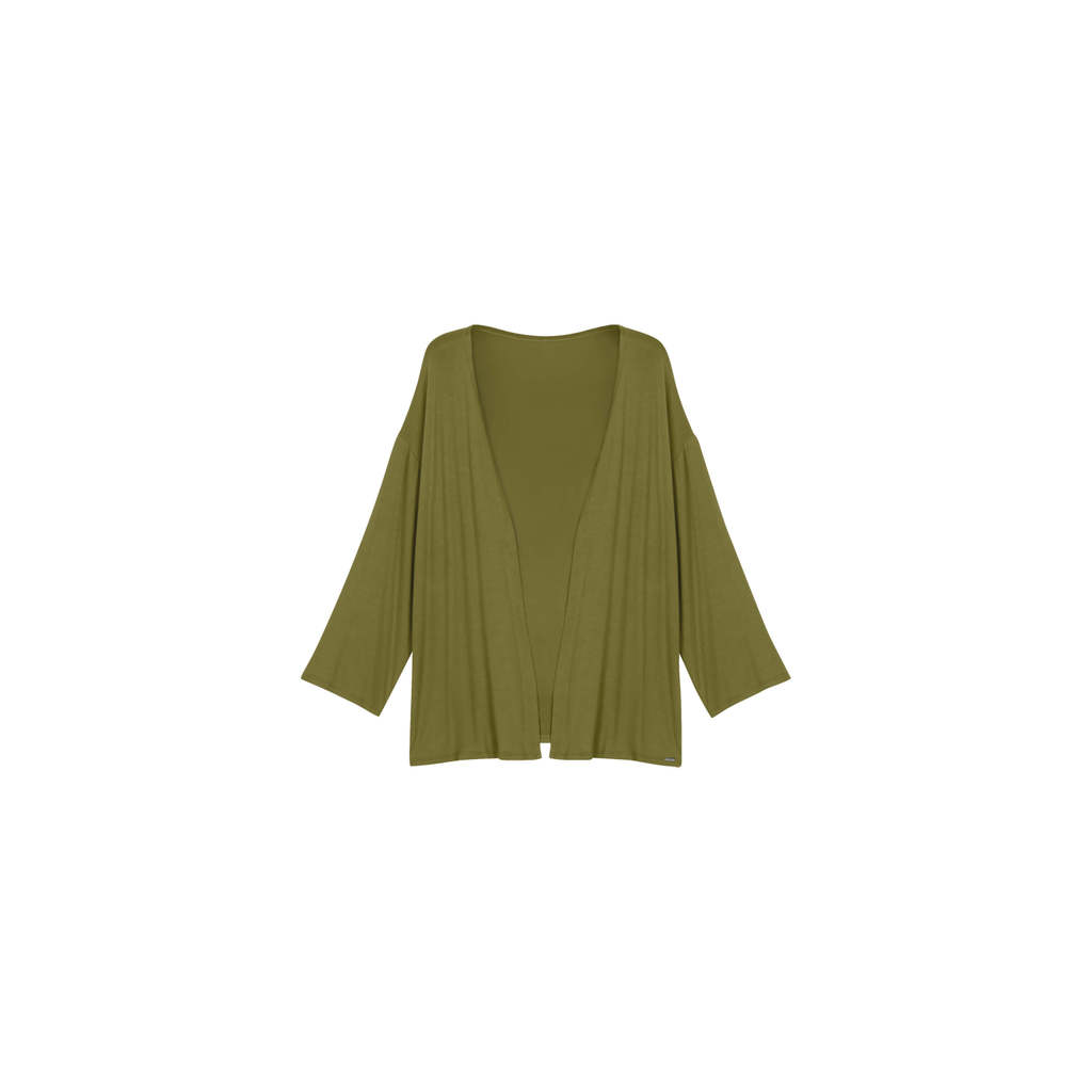 Conjunto Feminino Regata e Cardigan Leve Marialícia Verde