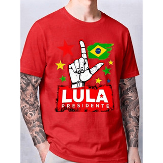 Camiseta Masculina Presidente Lula - Camisa Político Lula Unissex 100% Algodão Plus Size