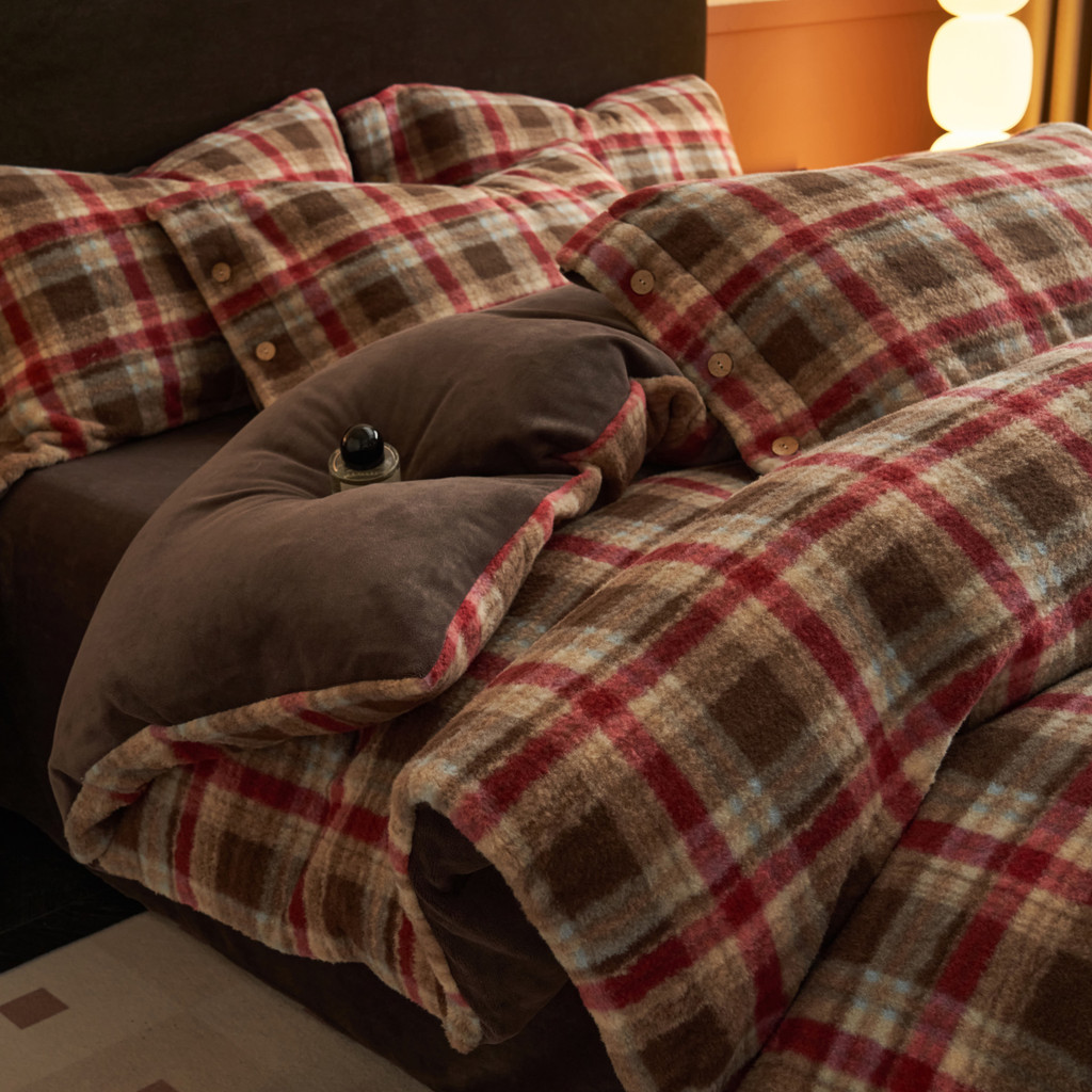 Inverno quente Alpaca engrossado leite velo conjunto de quatro peças novo estilo Coral velo flanela lençol colcha capa c
