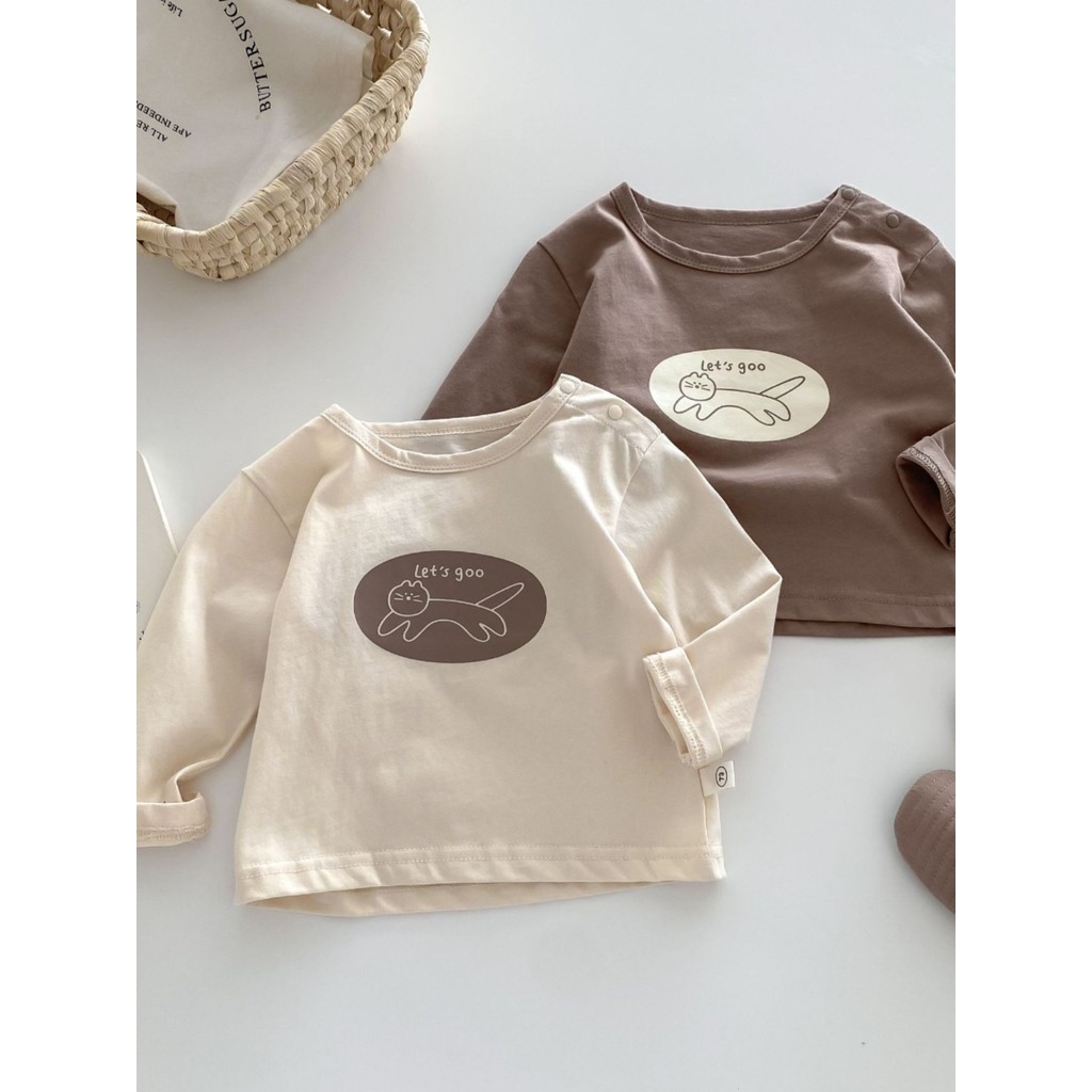 Crianças de manga comprida camiseta primavera outono puro algodão camisa de fundo masculino feminino bebê moda roupas be