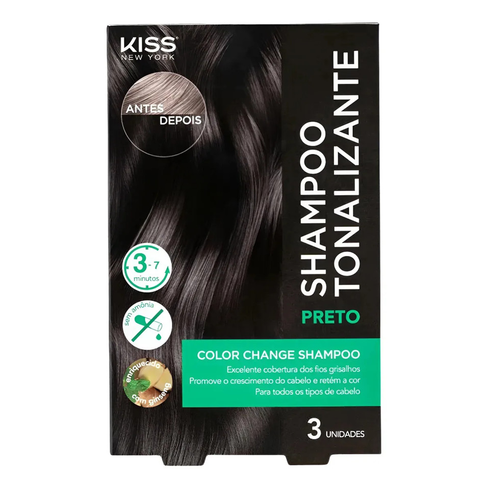 Shampoo Tonalizante Antigrisalho Color Kiss New York Preto