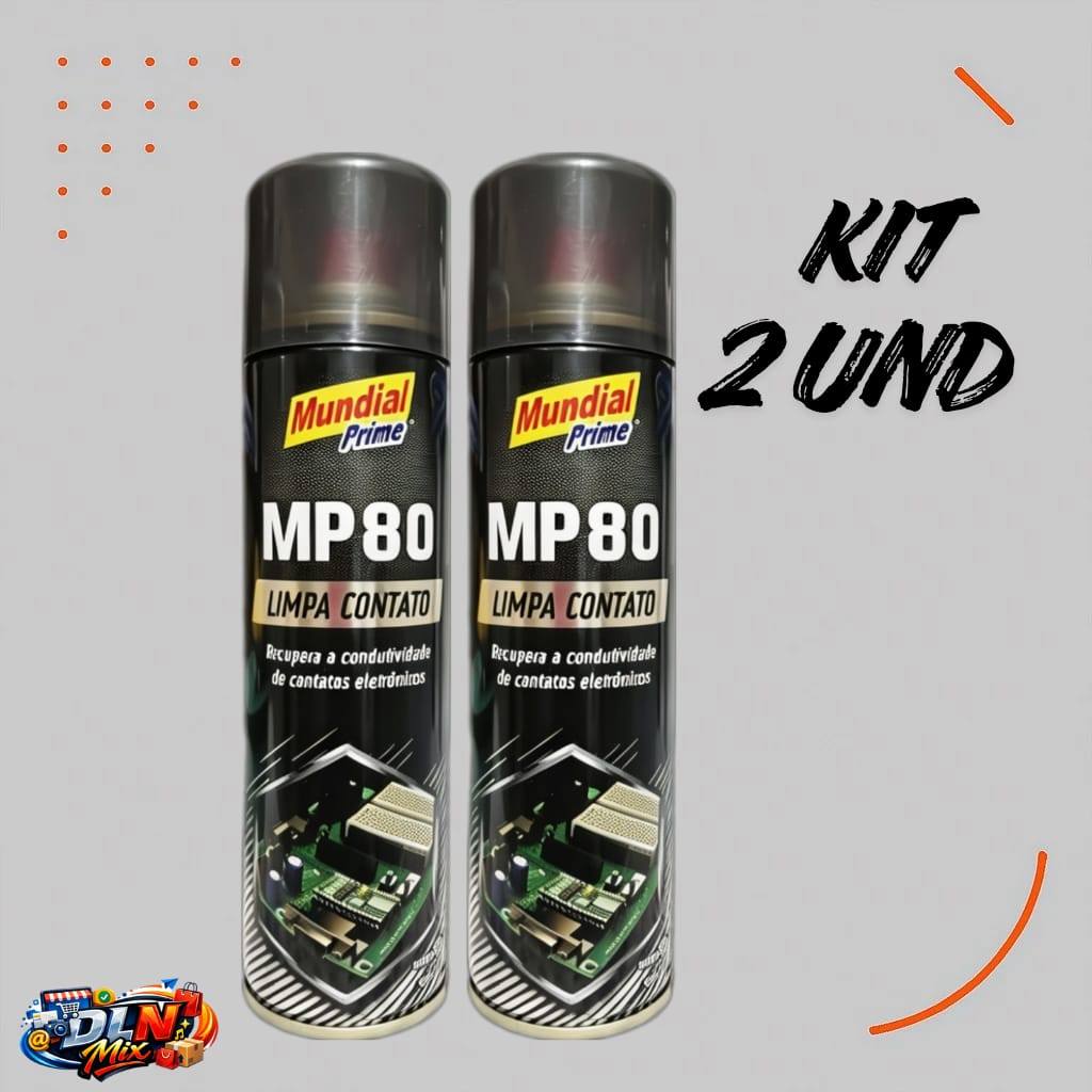 Kit 2 Limpa Contato Elétrico Spray 300ml Mundial Prime Para Componentes Elétricos e Eletrônicos Secagem Rápida
