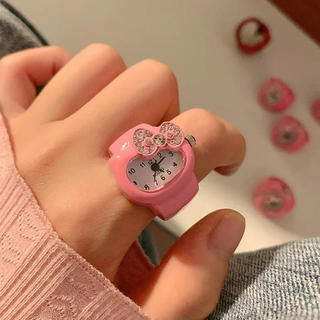 Adorável Anel Relógio Hello Kitty com um Gato Fofo e Laço, Perfeito como Presente para
