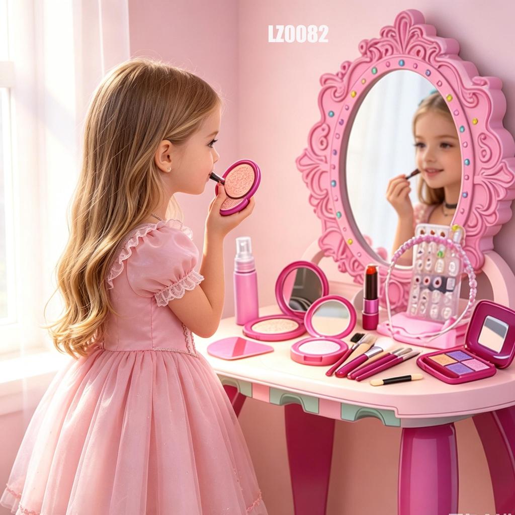 Penteadeira Infantil Princesa com Kit Beleza Manicure e Cabelo Faz de Conta Presente de Aniversário para Menina Infantil