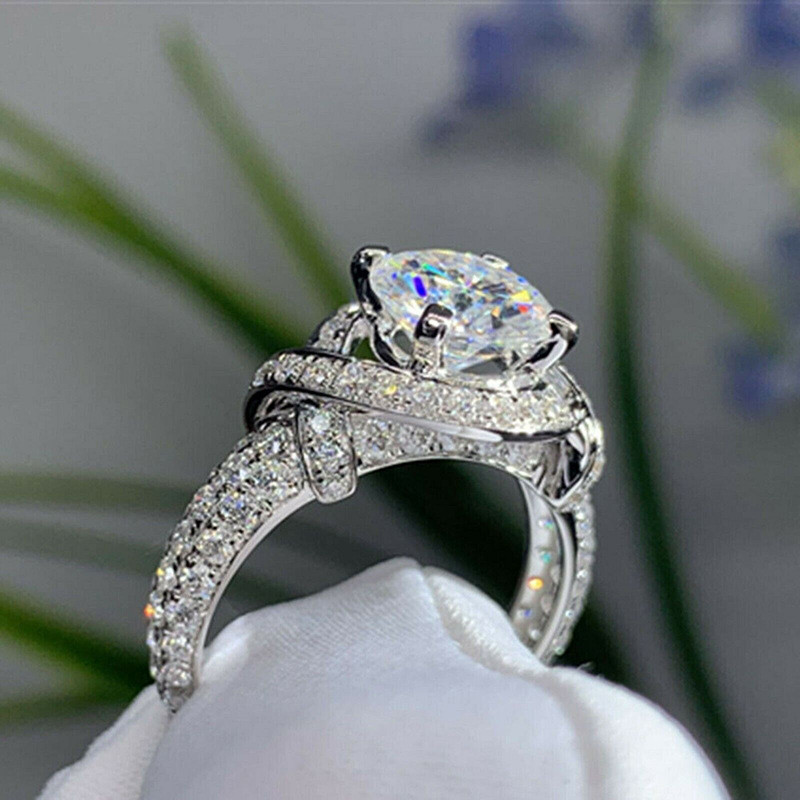 Anel de Design de enrolamento cheio de diamante retrô anel de casamento anel de diamante