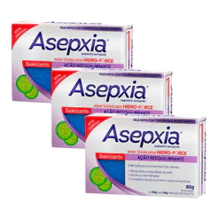 Kit 3 Sabonete Asepxia Suavizante Ação Reequilibrante 80g