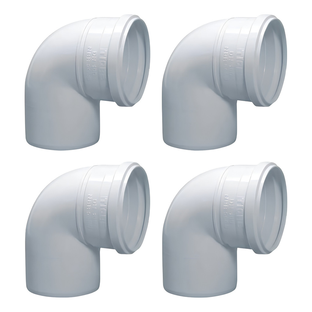 Kit 4 Joelhos Esgoto Pvc 100mm 90° Tigre Construção