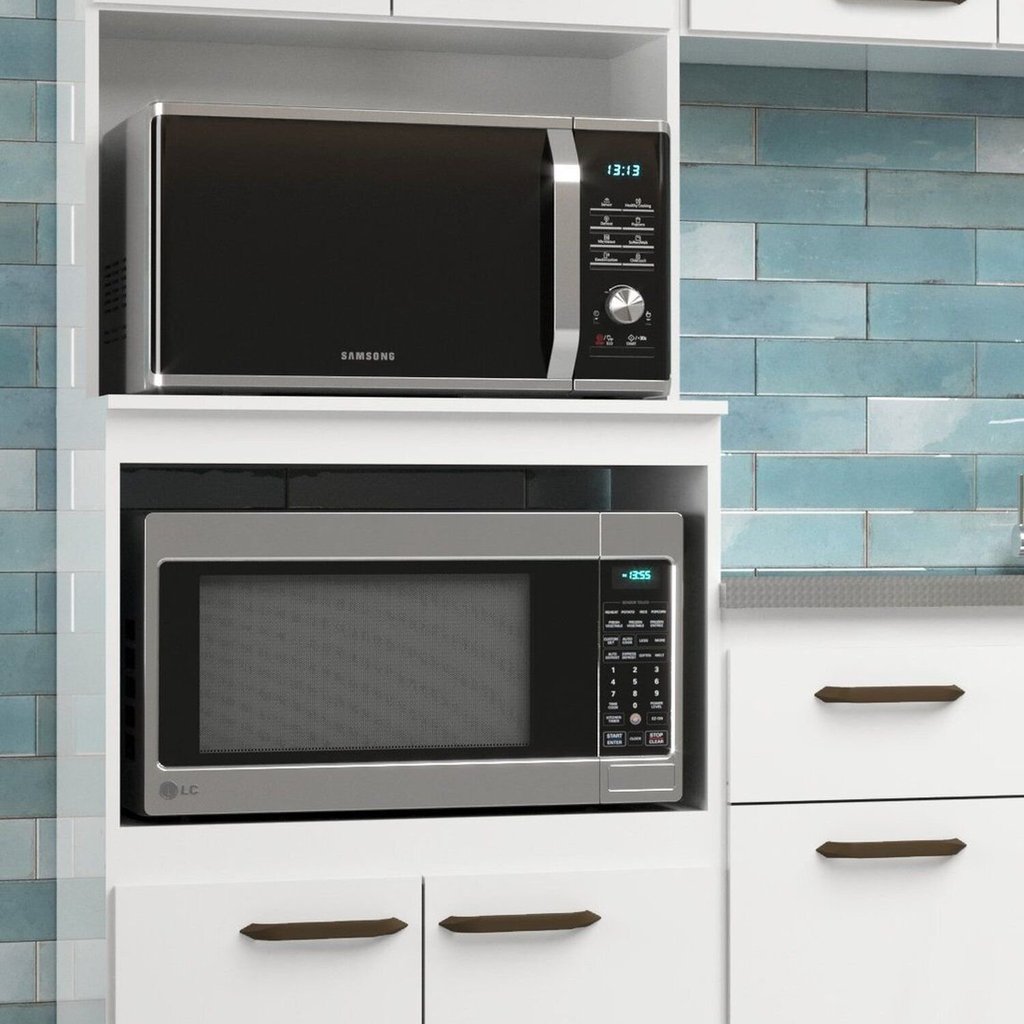 Torre Quente 070cm 4 Portas 2 Nichos para Forno e Microondas Branco