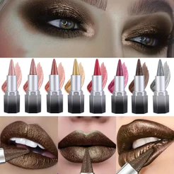 Metálico Preto Cinza Pérola Lábio Forro À Prova Dwaterproof Água Glitter Batom Caneta Alto Brilho Mancha De Manchas Dura