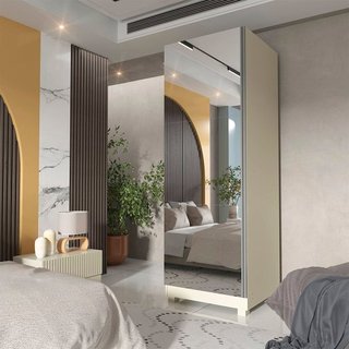 Sapateira 1 Porta Espelhada Gold 100% MDF Branco/Off White Off White