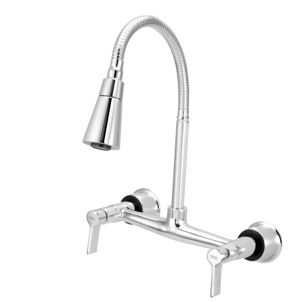 Torneira Misturador Cozinha Parede Gourmet Cone Duplo Jato Agua Quente Fria