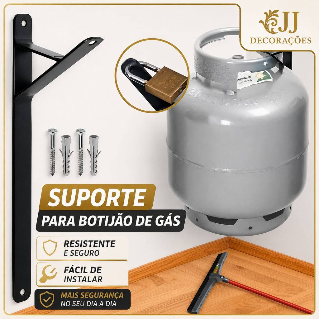 SUPORTEL BOTIJÃO DE GÁS PAREDE C/ 2 PARAFUSOS E BUCHAS REFORÇADO