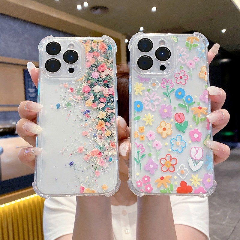 Capa De Telefone Floral Transparente Para Samsung A27 A37 A57 A17 A07 A56 A55 A54 A73 A36 A35 A34 A33 A26 A25 A24 A23 A2