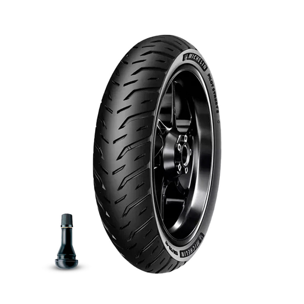 Pneu Aro 14 Michelin 80/100-14 49S Pilot Street 2 TL + Válvula Biz 100/110 Sem Câmara