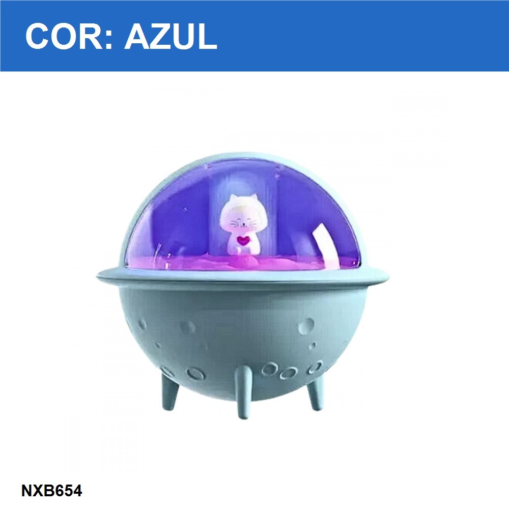 Umidificador e Luminária Decorativa Homem do Espaço 200ml Altomex AL-1665 - Cor Azul