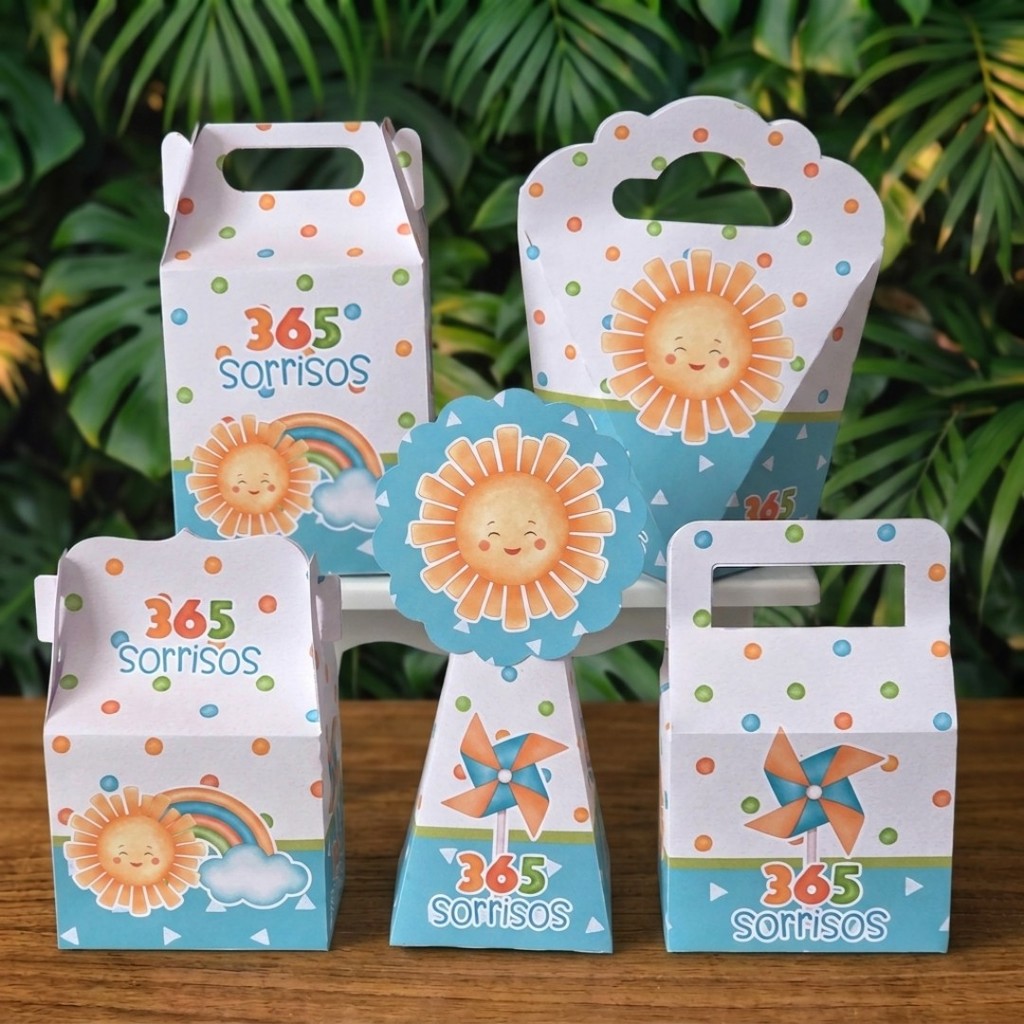 Kit Festa Caixinhas 365 SORRISOS MENINO lembrancinhas personalizadas para aniversario infantil decoração mimos