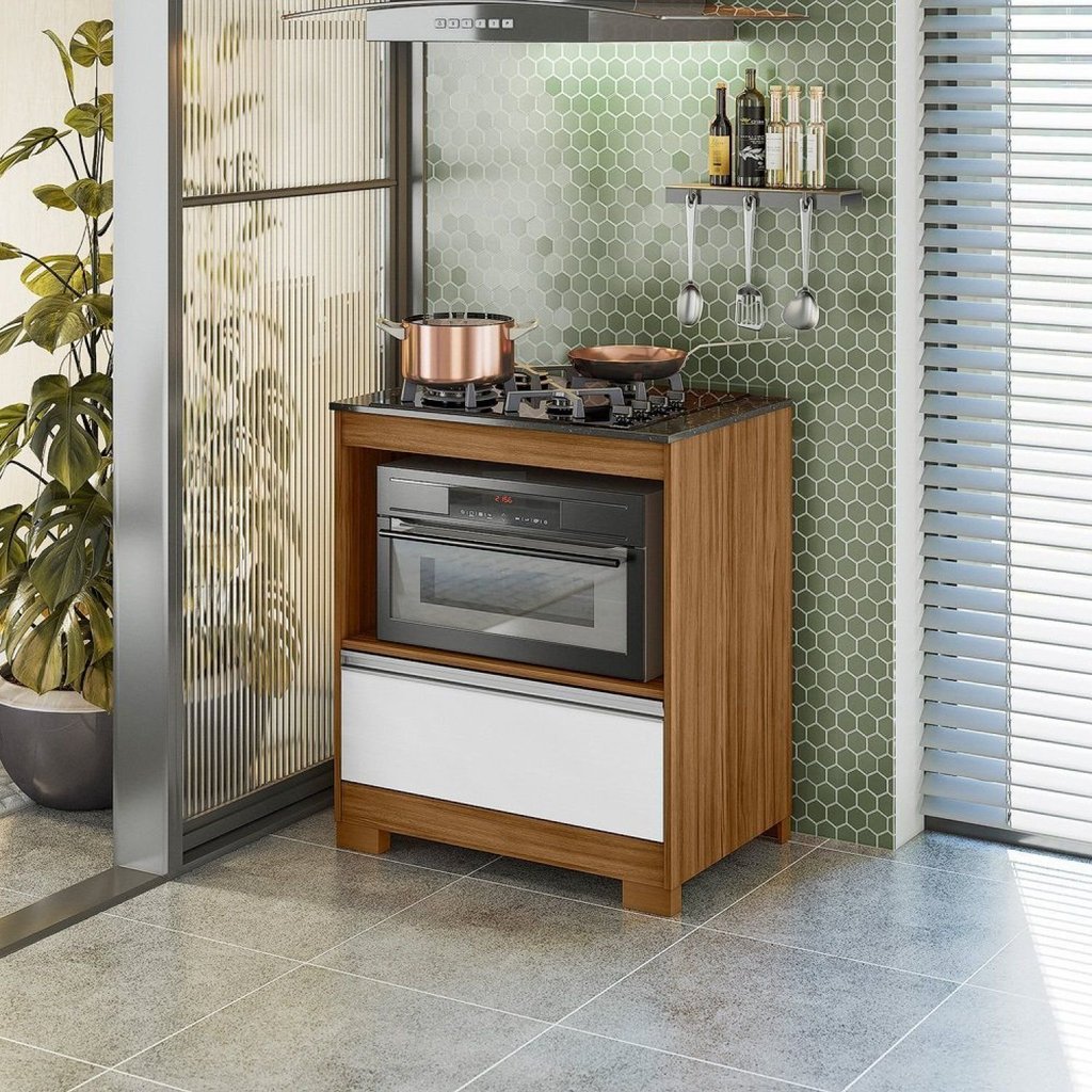 Balcão para Cooktop 4 Bocas Nt 3110 Laranja/Freijo Trend/Branco New