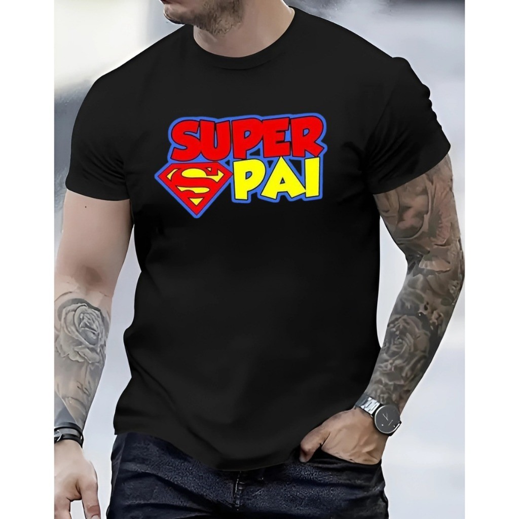 Camiseta Super Pai Camisa 100% Algodão Blusa Premium Estilo Promoção Presente