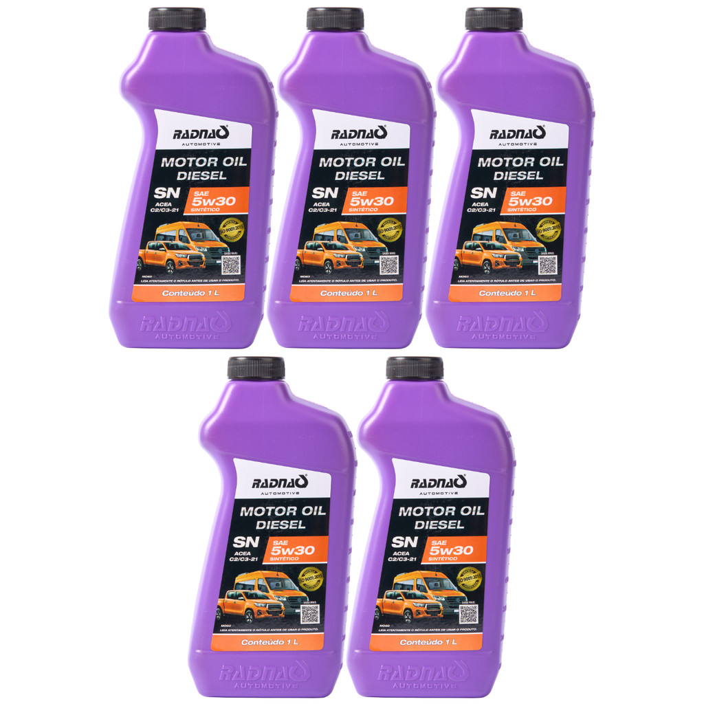 Kit 5L Óleo De Motor DIESEL 5W30 ACEA C2/C3-21 Sintético Radnaq 1 Litro