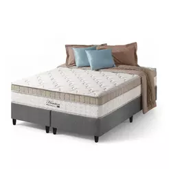 Cama Box King Cinza + Colchão Molas Ensacadas Pillow In Zidi Houston 193x203x65cm