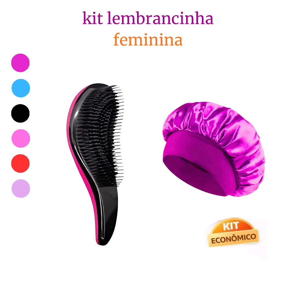 KIT TOUCA DE CETIM COM FAIXA + ESCOVA MÁGICA Desembaraçante
