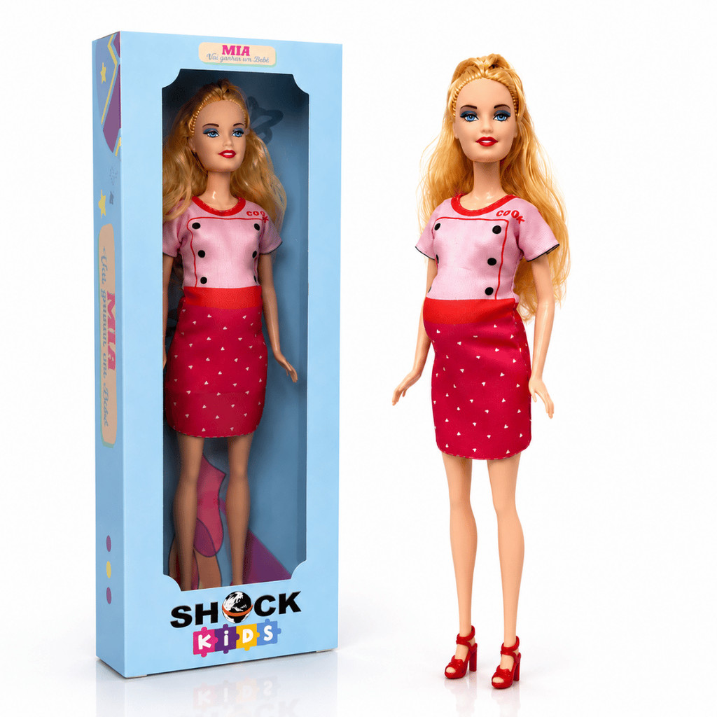 Boneca Gravida Família Mãe Gestante com Bebê e acessórios