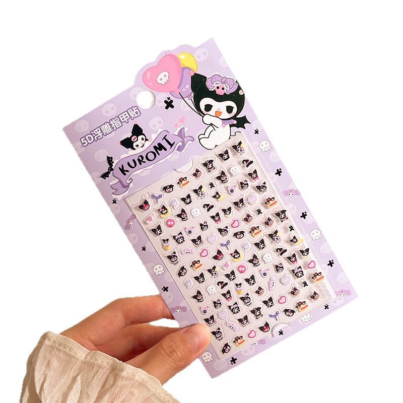 Adesivo 5D à prova d'água Ousan para unhas infantis femininas com desenho animado Mi Dog Li em relevo e efeito jade.