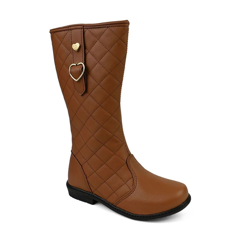 Bota Infantil Menina Confortável Frio Cano Alto Coturno Feminina Compre Já