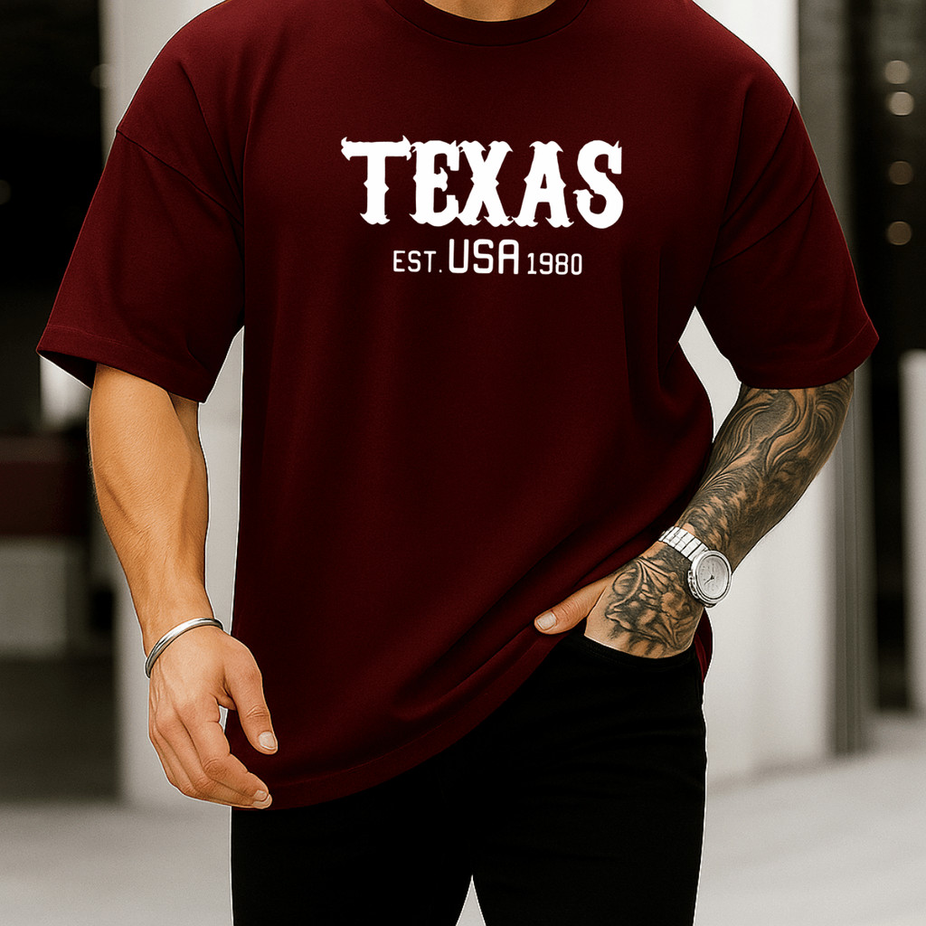 Camiseta Masculina Estampada Texas Blusa 100% Algodão Do P ao GG Tamanho Normal
