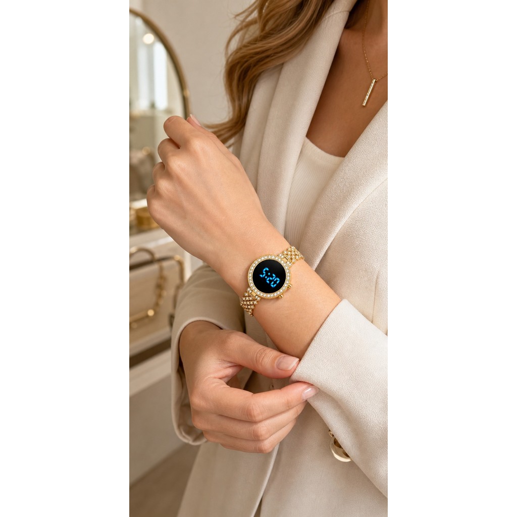 Relógio Feminino Fashion com Pulseira Metálica Decorada