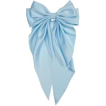 1 unidade de presilha de cabelo com laço jumbo azul claro e caudas, presilha de cabelo para meninas, presilhas de cabelo