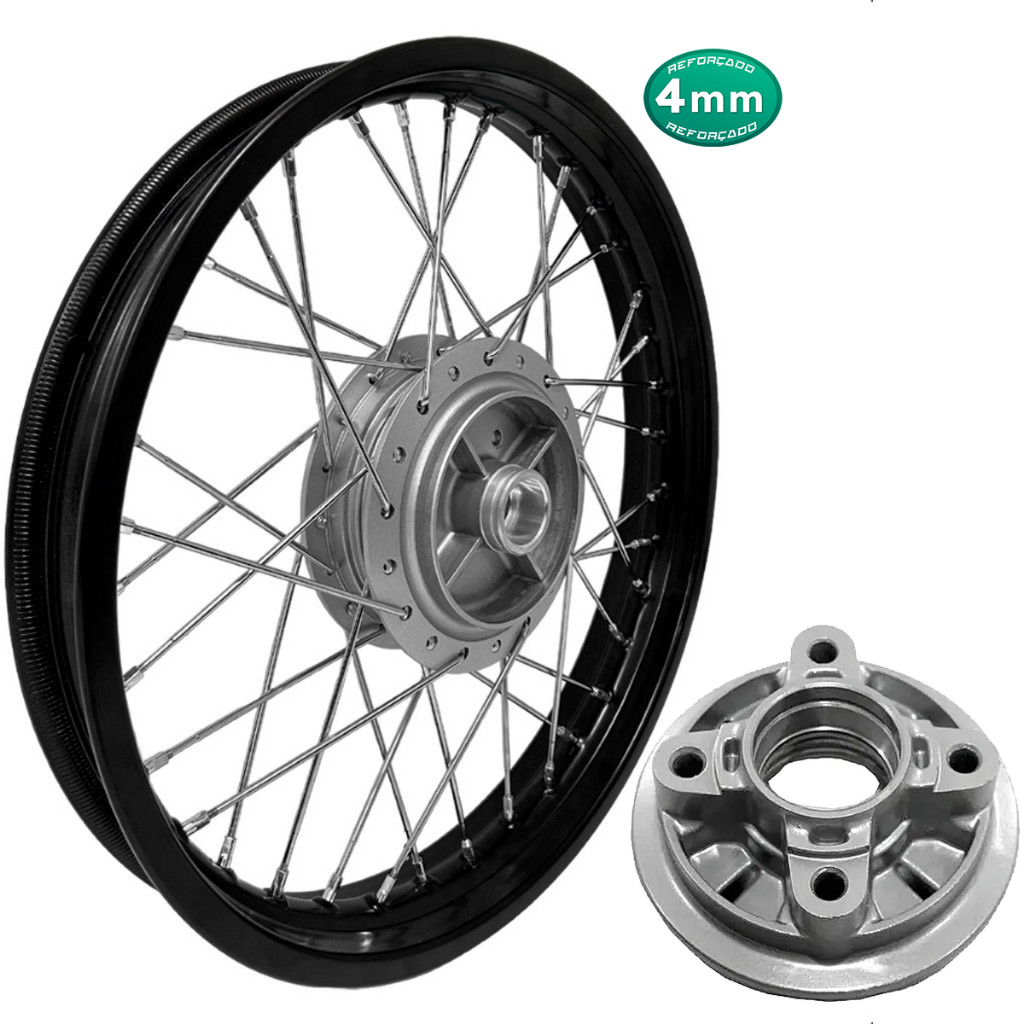 Roda Traseira Raio 4mm Ybr 125 / Ybr Factor Aro Preto C/ Flange