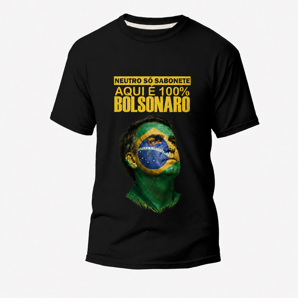 Camiseta Bolsonaro Unissex 100% Algodão Estampada 100% Algodão Muito confortavel