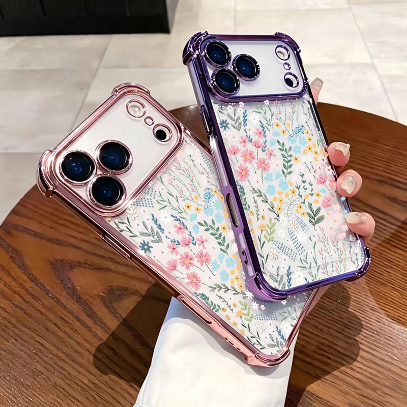Linda Pequena Flor Capa Para Samsung Galaxy S26 S25 FE S26 Ultra S24 S23 S22 S21 S25 Plus 5G Galvanizado Anti-Knock Caso