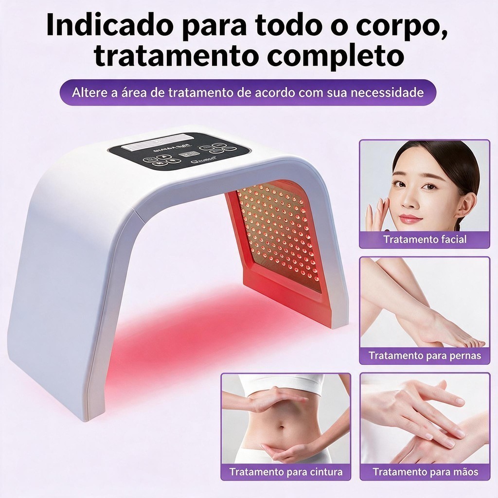 Aparelho Fototerapia LED 7 Cores Dobrável | Espectrômetro Facial Rejuvenescedor, Anti-idade, Acne, Clareamento e Firmeza — imagem 2 de 2