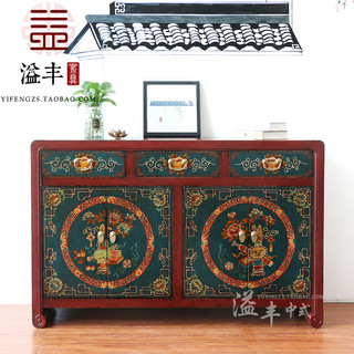 Retro armário lateral de jantar pintado armário de entrada de madeira maciça novo estilo chinês angustiado armário de TV