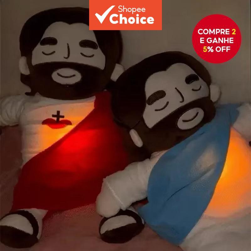Boneca Jesus Respiração Pelúcia Presente Páscoa Calmante Música Alivia Ansiedade Sensorial Autismo Verão