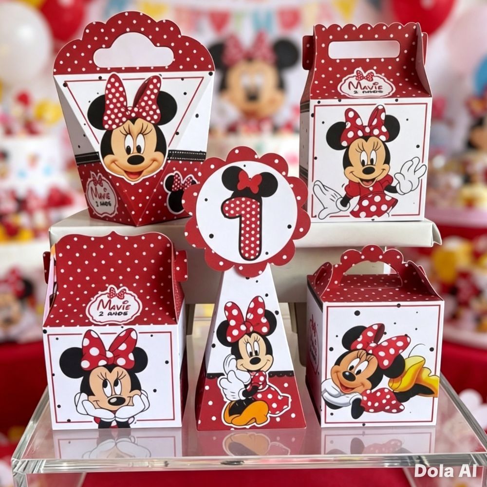 Kit Festa Caixinhas MINNIE VERMELHA  lembrancinhas personalizadas para aniversario infantil decoração mimos