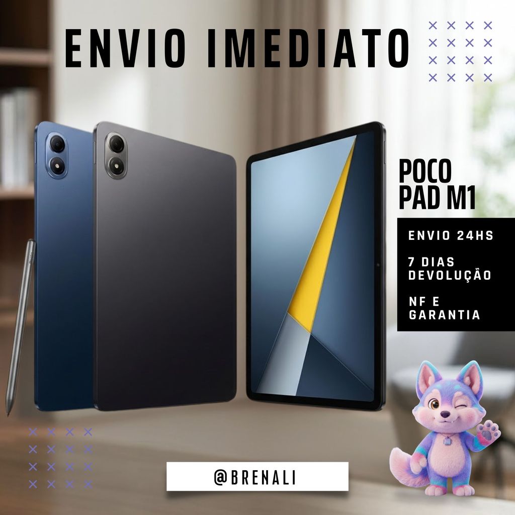 Tablet Xiaomi POCO Pad M1 256GB 8GB RAM Original WiFi Alto Desempenho