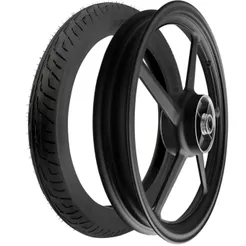 Kit Roda Factor 125 5 Pontas Liga leve Traseira shiver Original preto fosco + Pneu 90/90-18 Vipal St 600