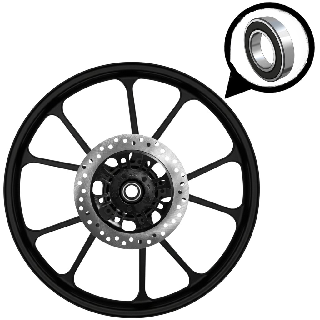 RODA DIANTEIRA HONDA CDG TITAN 150 FAN 150 2004 A 2013 ESD V-SHAPE PRETO FREIO DISCO SEM CAMARA SHIVER