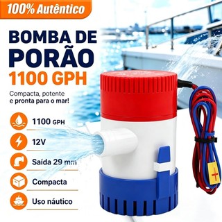 Bomba De Porão Água 12v Náutica Casa Piscina Submersa 1100gph 12v