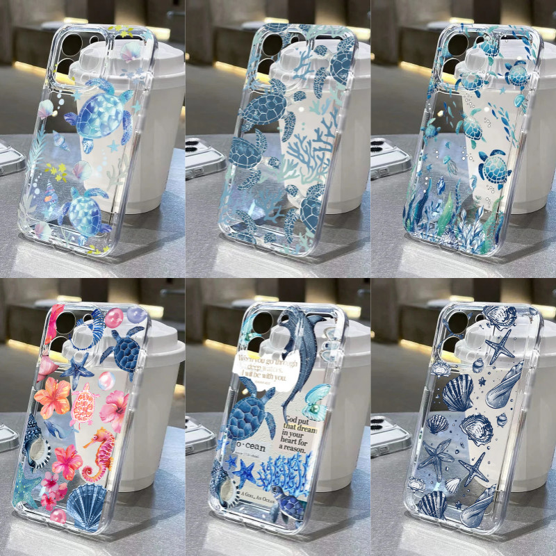 Oceano Tartaruga Padrão Embalagem Para Samsung Galaxy A27 A57 A37 A56 A36 A26 A17 A16 A55 A54 A07 A06 5G Transparente IN