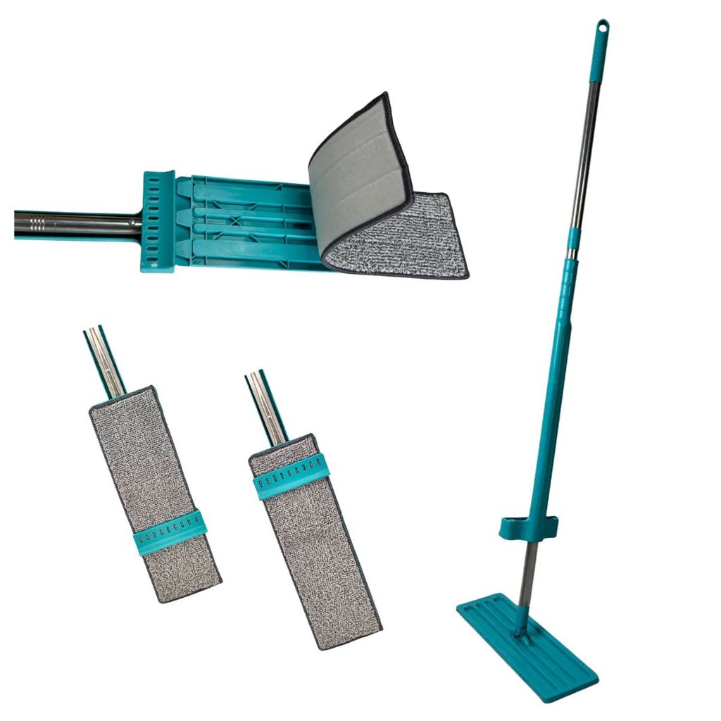 Mop Retangular Flat Microfibra + 2 Refis Cabo Ajustável