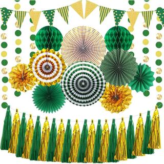 Paper Fans Party Decorations Glitter Paper Triangle Flag Pennant Banner Tassel Garland Circle Banners Party Supplies for