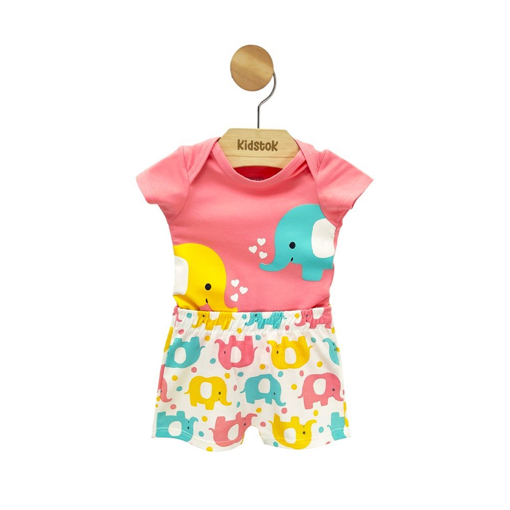 Conjunto Bebê Menina Body e Short Elefantinho - Kyly