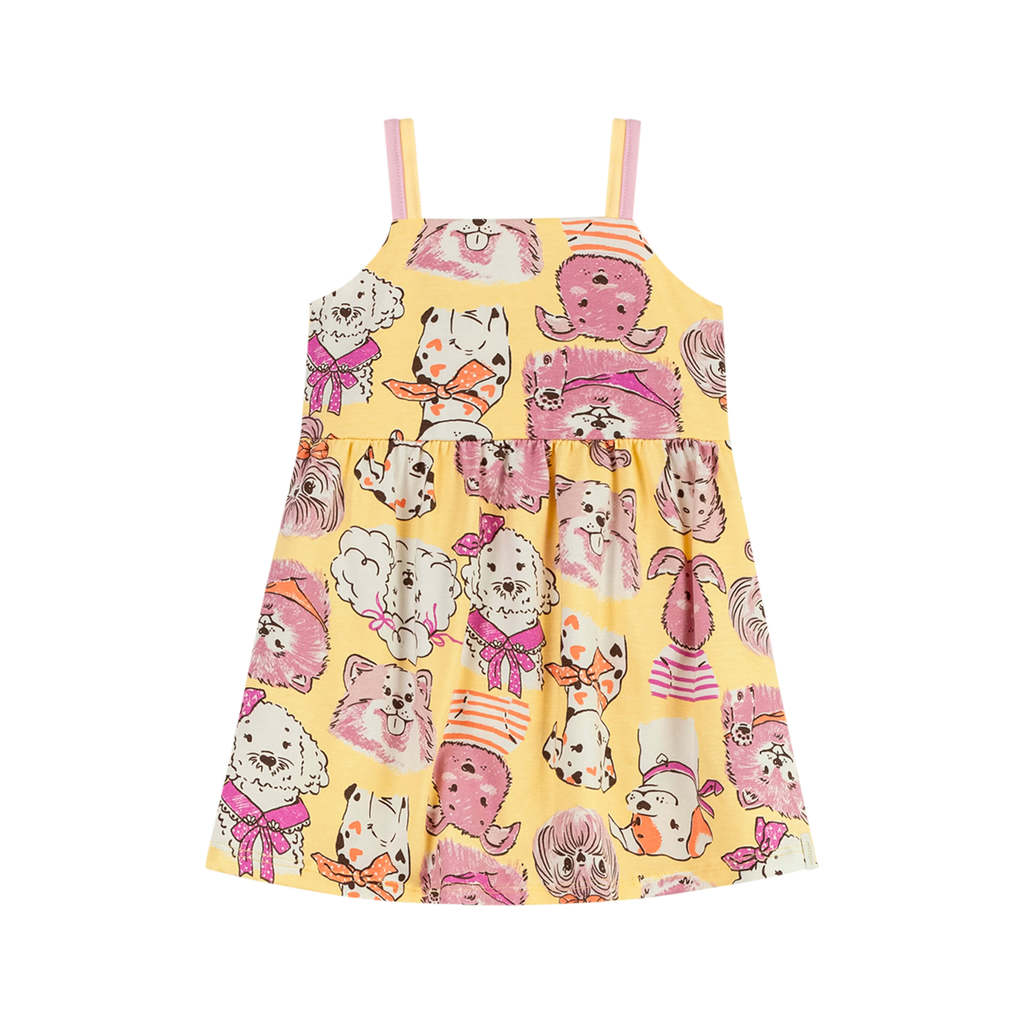 Vestido Infantil Menina Cachorrinhos Elian Amarelo